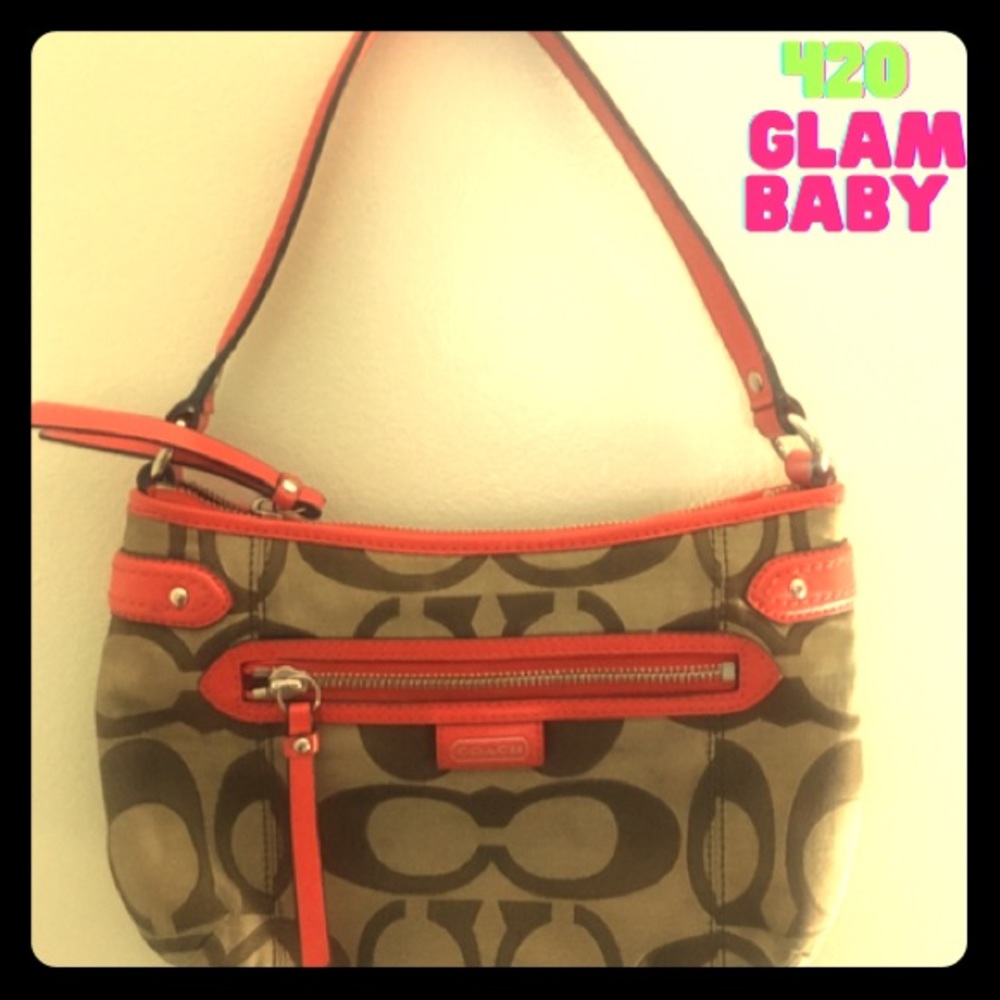 Coach Handbag | Orange and Beige Real Designer - Picture 1 of 4